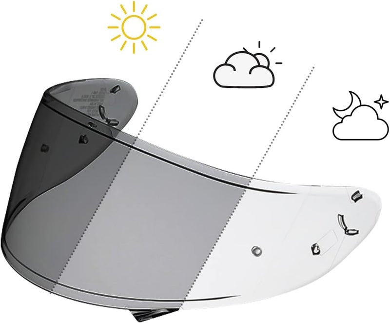 Puentemys CWR-1 Photochromic Shield Helmet Visor Replacement for X14, X-Fourteen, RF-1200, Z7, NXR, RF-SR Motorcycle Helmets (Clear to Smoke) - Image 1